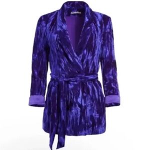 Alice + Olivia Wheaton Purple Velvet Wrap Blazer XS
